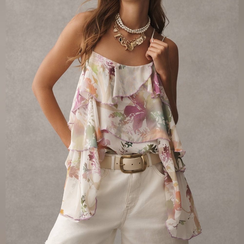 By Anthropologie Tiered Ruffled Blouse